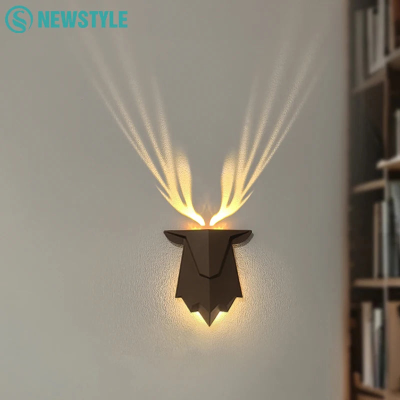 Deer Light : Veilleuse en forme d'ombre de cerf rechargeable, 3 niveaux de luminosité, lampe murale de sommeil, gradation continue, lampe de chevet pour décoration de chambre