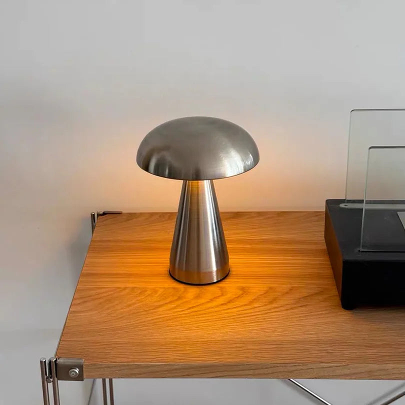 Lampe champignon design - veilleuse LED portable métal plaqué élégant