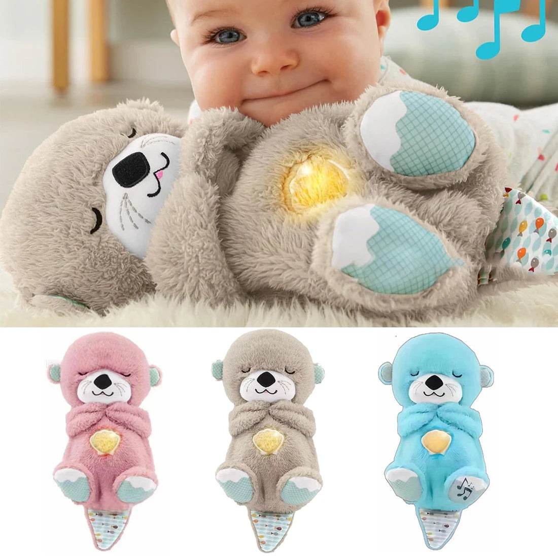 LumiOurs : Poupée en peluche pour bébé, ours respirant, nouveau-né, sommeil apaisant, compagnon de jeu, loutre, jouet pour enfants, musique, compagnon de sommeil, son et lumière, jouet cadeau - myledly