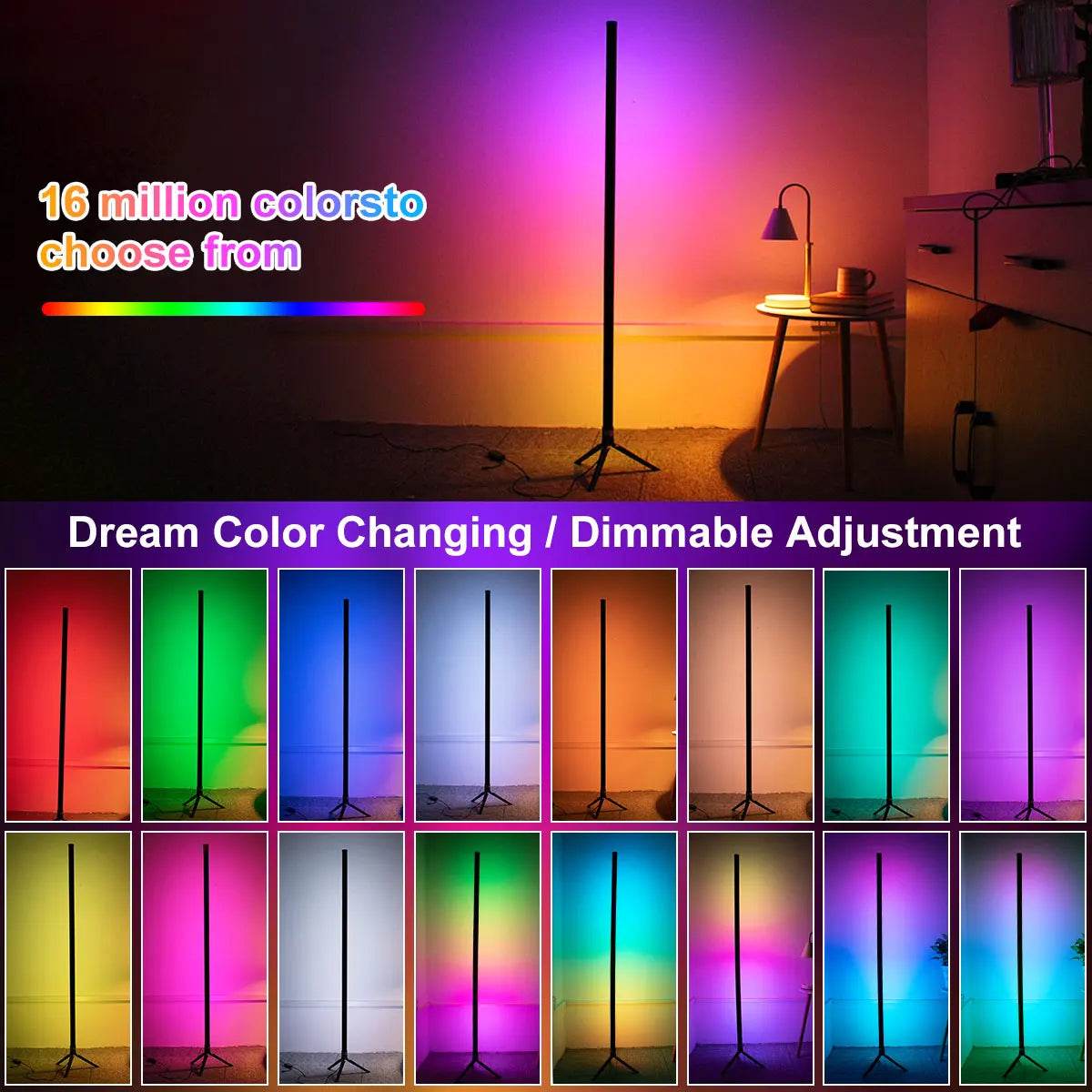 Stick Led : Lampe LED sur pied à intensité réglable de 120cm, luminaire d'angle intelligent RGB, luminaire décoratif d'intérieur, idéal pour une chambre à coucher, un salon de jeu ou un salon, éclairage d'ambiance - myledly