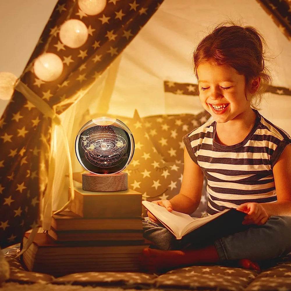 Crystal Ball - USB LED veilleuse galaxie boule de cristal lampe de Table 3D planète lune lampe chambre décor à la maison pour enfants fête enfants cadeaux d'anniversaire - myledly