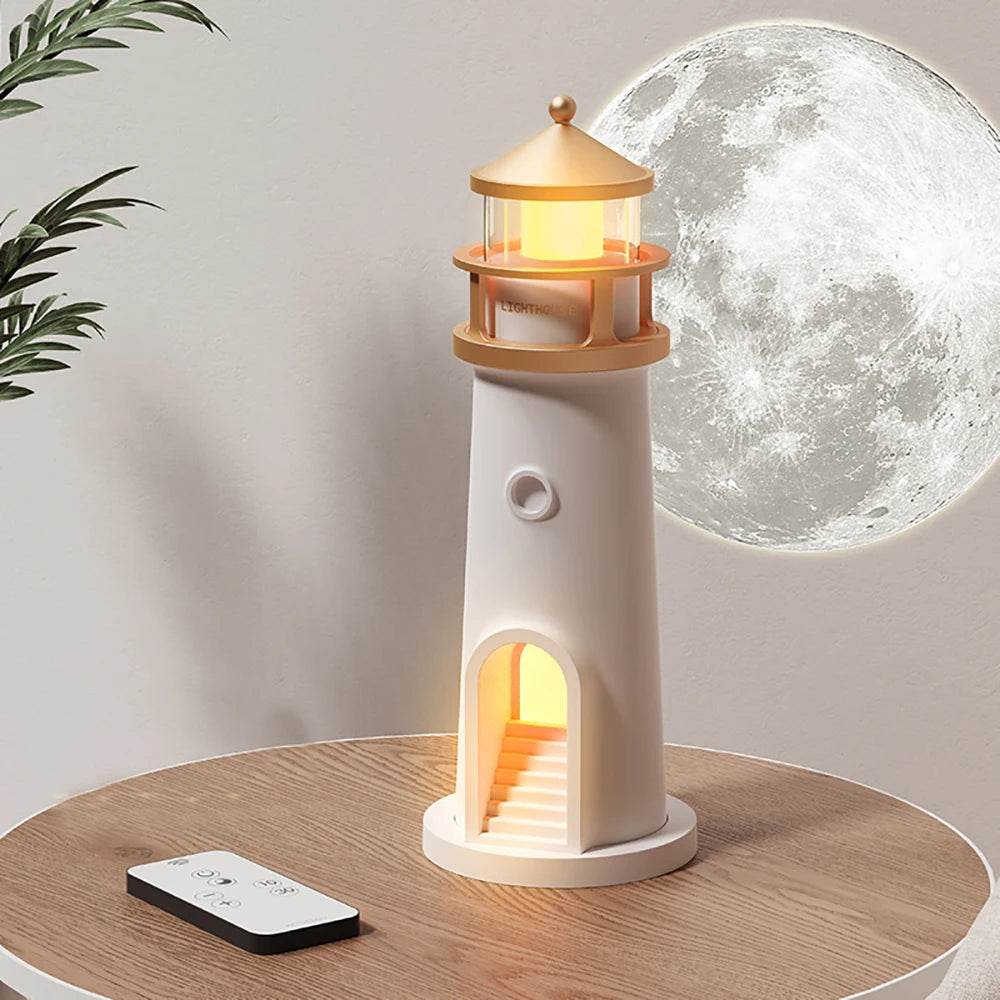 Phare Led : Lumière d'ambiance Projecteur de lune veilleuse à intensité variable Bluetooth Musique Capteur de mouvement Décoration de bureau Veilleuses Cadeau d'anniversaire - myledly