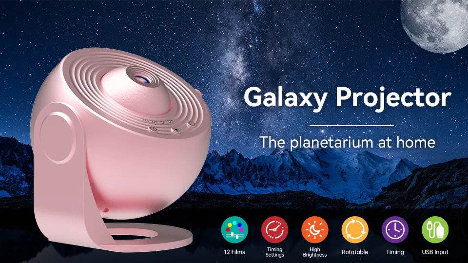 Cosmos projector : Veilleuse galaxie projecteur ciel étoilé projecteur 360 ° rotation planétarium lampe pour enfants chambre saint valentin cadeau mariage déco - myledly