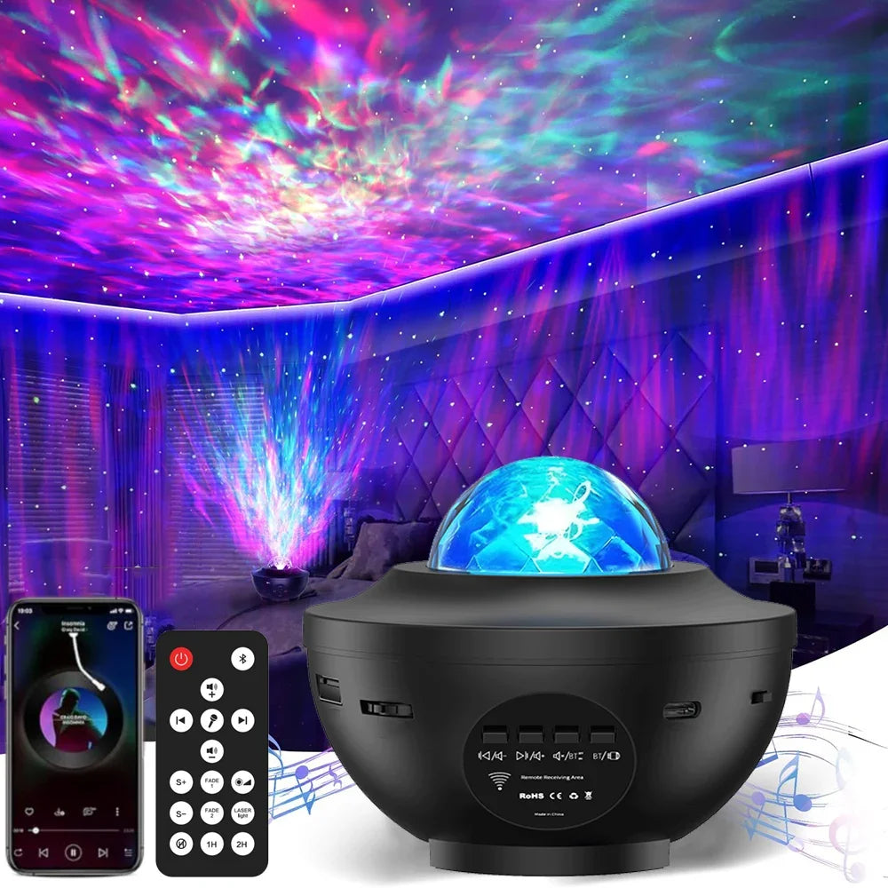 Nebula Dream : Projecteur LED de galaxie étoilée, veilleuse, cadeau pour enfant, lecteur de musique USB Bluetooth, veilleuse colorée