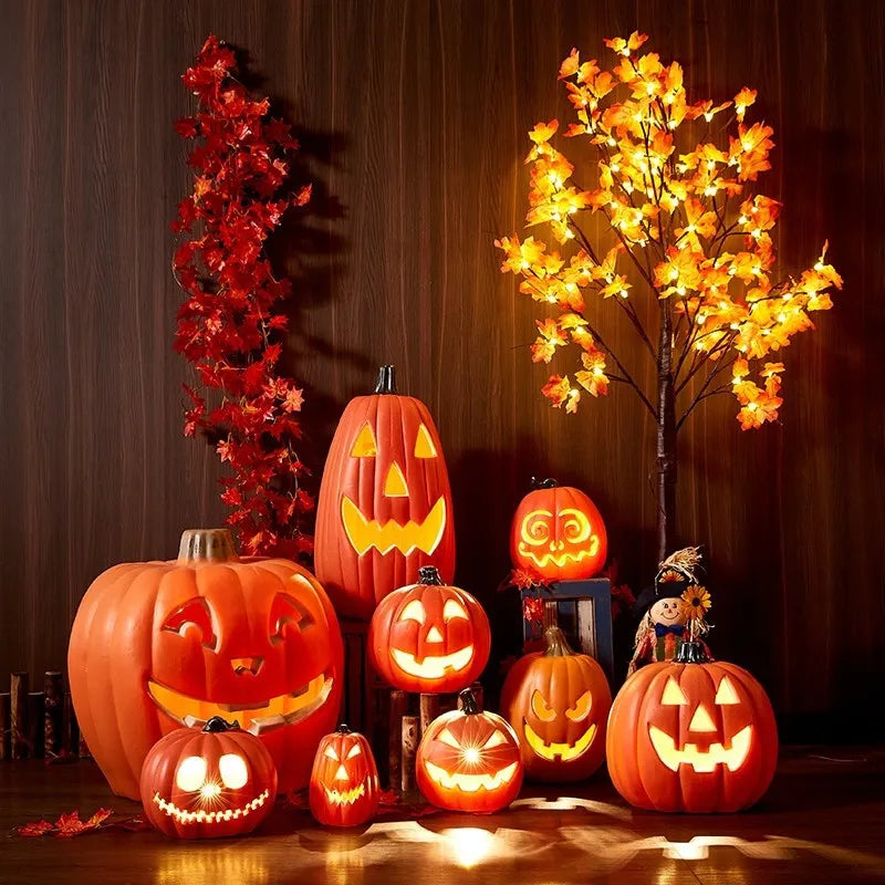 Décorations Halloween yard - citrouilles crânes fantômes lumineux plastique