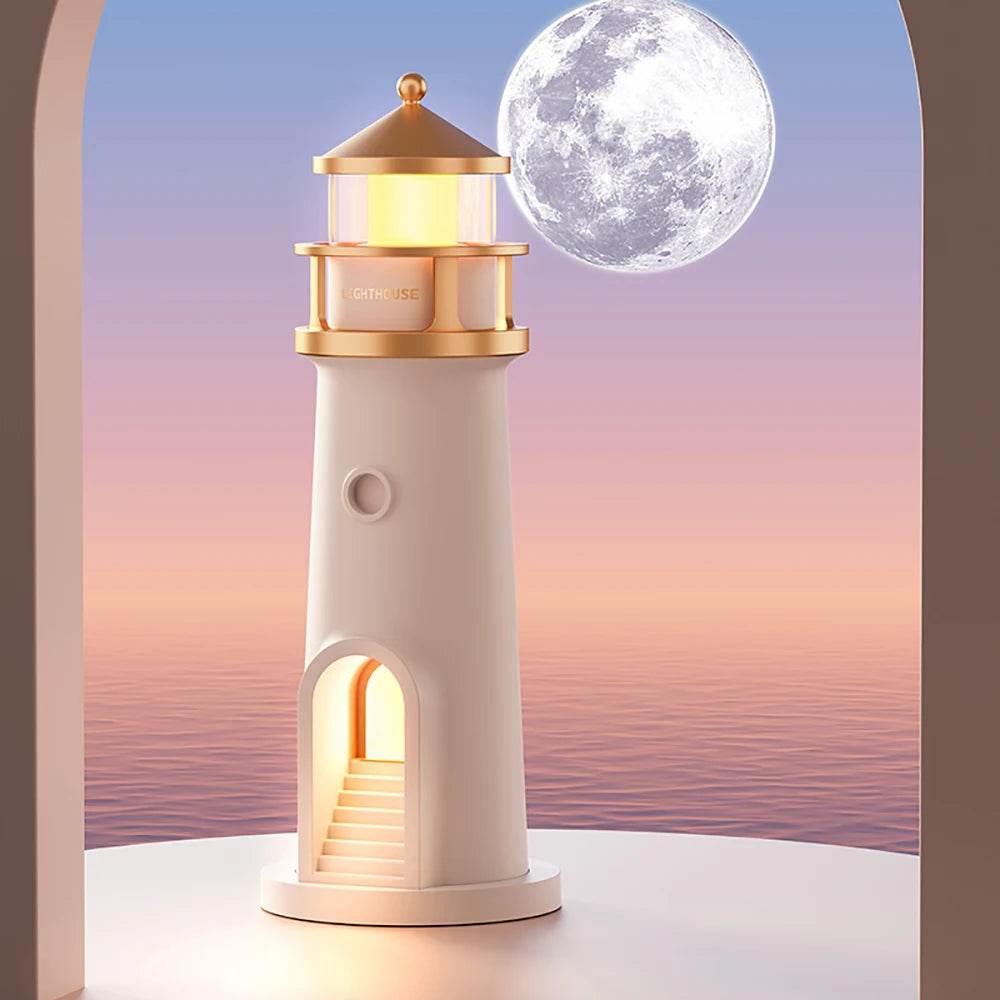 Phare Led : Lumière d'ambiance Projecteur de lune veilleuse à intensité variable Bluetooth Musique Capteur de mouvement Décoration de bureau Veilleuses Cadeau d'anniversaire - myledly