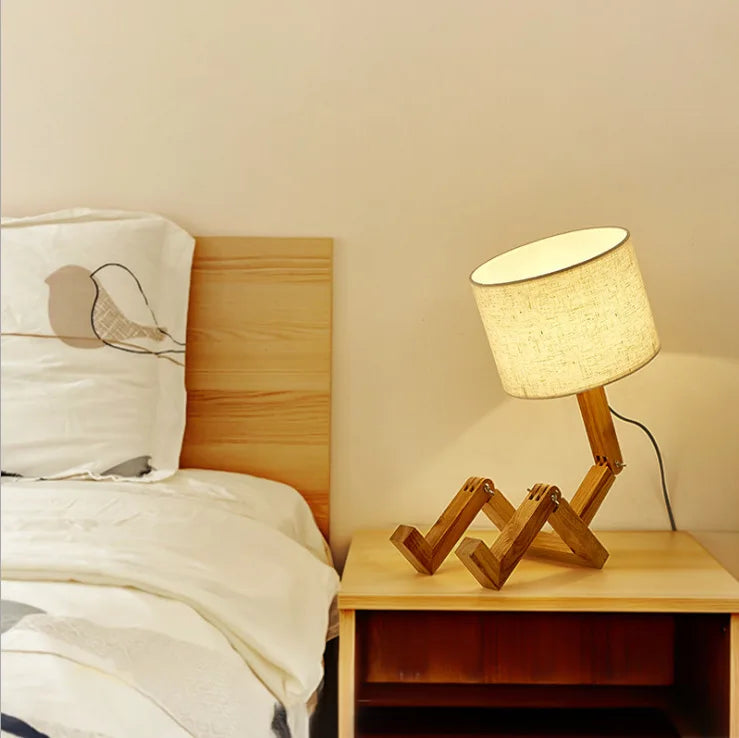 Lampe de bureau décorative en bois et bambou - style nordique