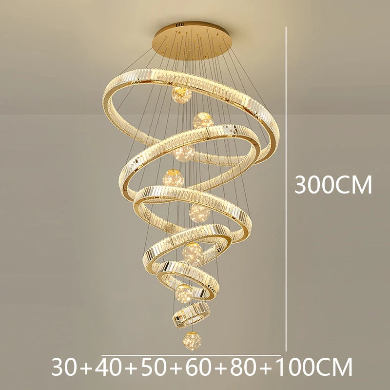 KRISTALLTREPPE Lustre cristal moderne escalier - Suspension duplex architecture luxe