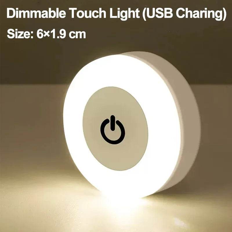 Sensitive Led : Mini LED capteur tactile veilleuses USB Rechargeable cuisine chambre Base magnétique applique murale ronde Portable gradation lampe de nuit - myledly
