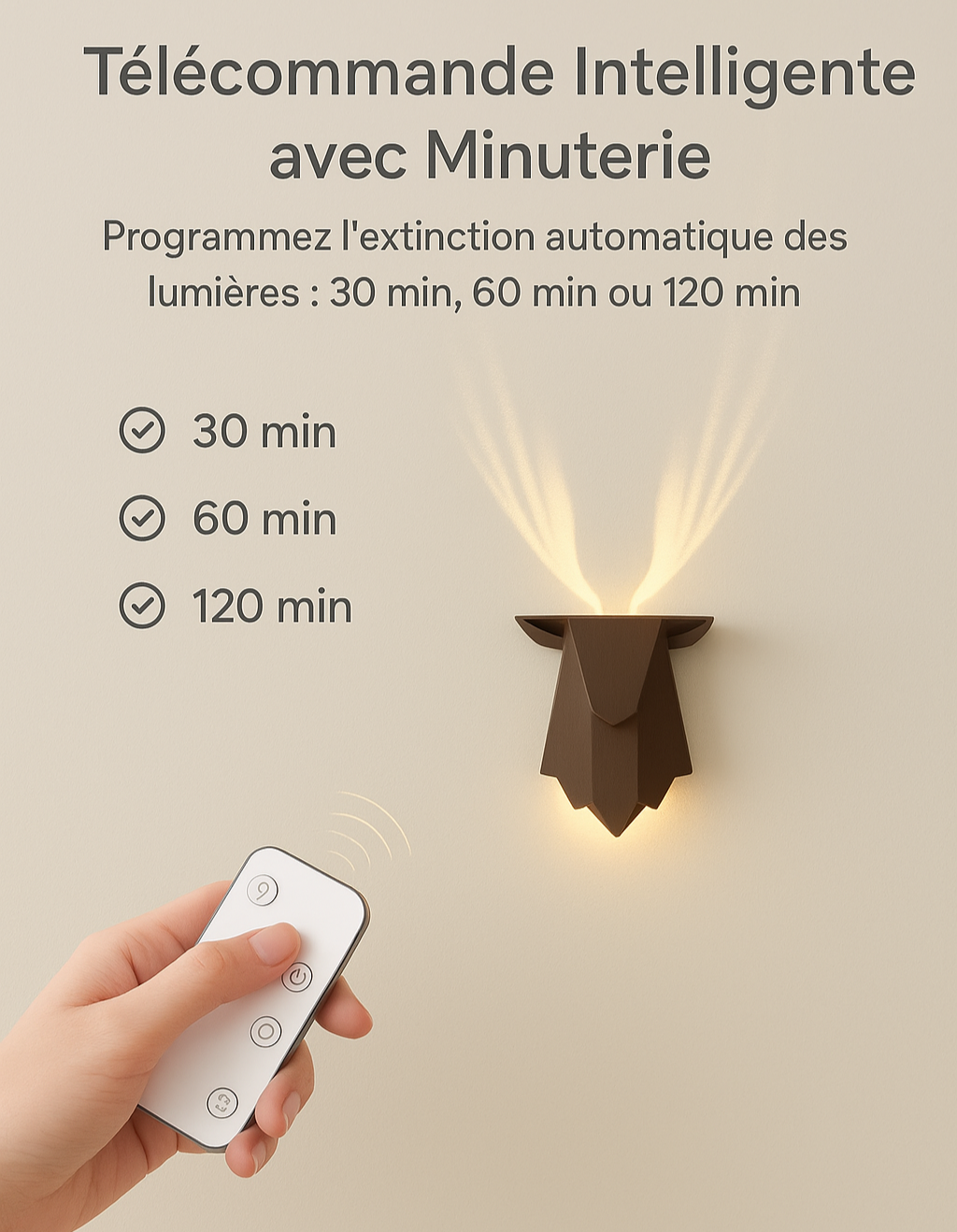 Veilleuse Deer Light ambiance chambre salon - Projection ombre cerf LED tactile moderne
