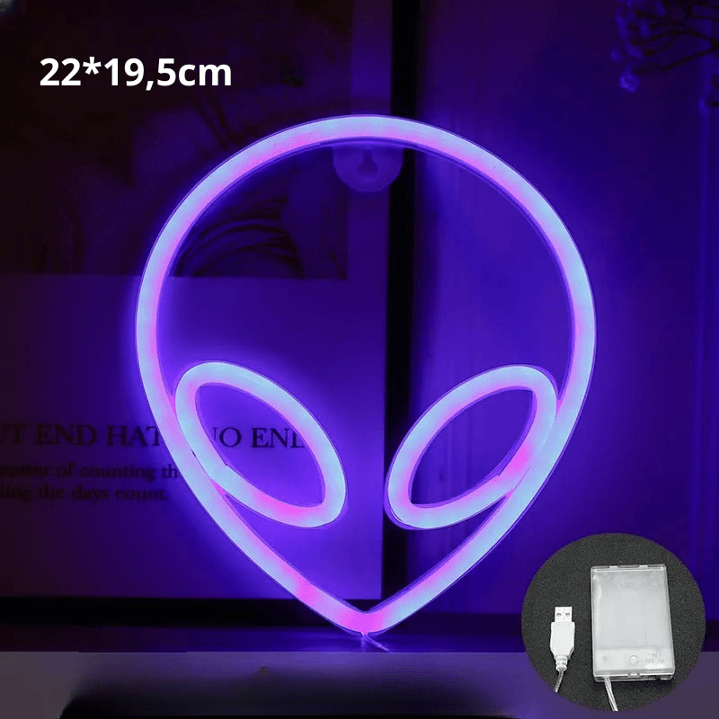 LED Neon Alien Décoration Murale De Chambre ou Bureau - myledly