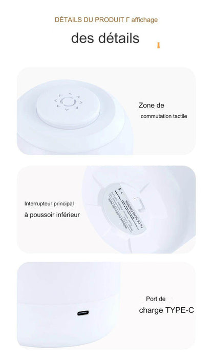 Night Led : Lampe de table LED avec capteur tactile, 3 couleurs réglables, rechargeable par USB, lampe de chevet portable, lampe de bureau pour enfant, cadeau pour bébé - myledly