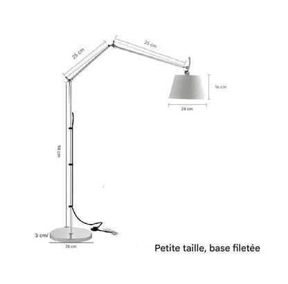 Lampadaire arc minimaliste - détail abat-jour tissu diffusion lumière douce