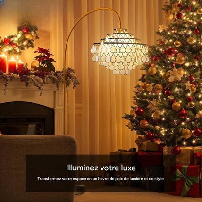 Lampadaire design organique coquillages - mise en situation noël salon
