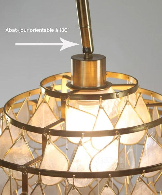 Lampadaire luxe coquillage naturel - ambiance chaleureuse salon contemporain