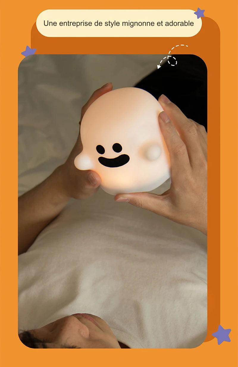 Boo Led : veilleuses pour enfants chambre mignon Boo fantôme Silicone lampe capteur tactile réglable enfant vacances cadeau Rechargeable - myledly