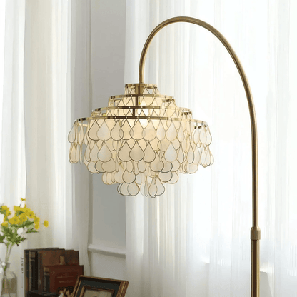 Lampadaire bronze coquillages naturels - angle vue design biophilique