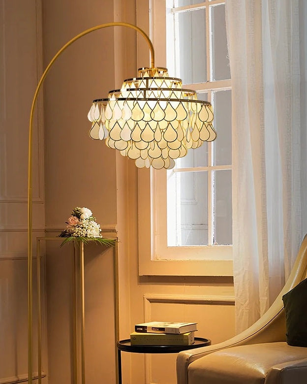 Luminaire bronze coquillages naturels - vue perspective décoration coastal