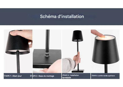  Lampe LED portable aluminium - détail construction robuste premium - schéma d'installation