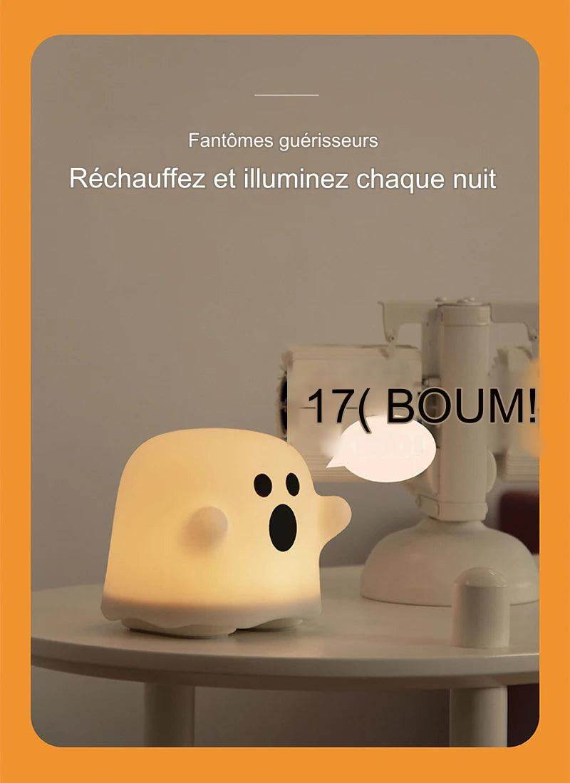 Boo Led : veilleuses pour enfants chambre mignon Boo fantôme Silicone lampe capteur tactile réglable enfant vacances cadeau Rechargeable - myledly