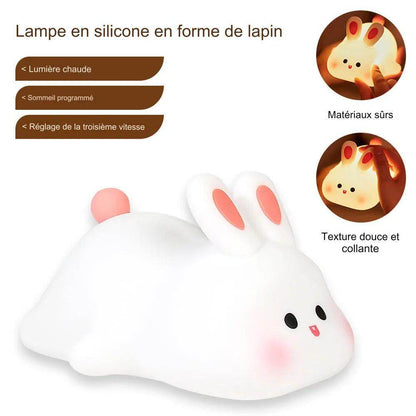 Lapinou Led- Veilleuse en Silicone en forme de lapin mignon, lumière douce, capteur tactile, veilleuse de chevet pour enfants, lumière d'accompagnement pour le sommeil, cadeau de décoration - myledly