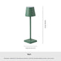 Lampe de table aluminium portable - vue technique dimensions structure - couleur vert