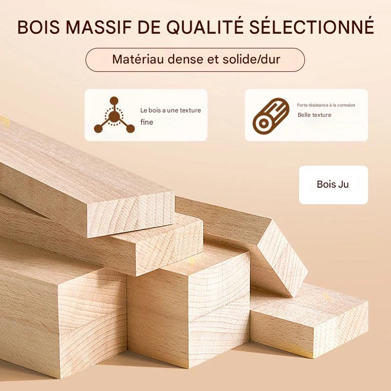 Détail du bois massif et finition artisanale