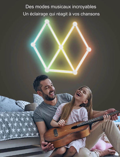 Bar Led : Applique murale intelligente RGBIC WIFI LED, synchronisation de musique, veilleuse à intensité variable, compatible avec Alexa Google Home, pour salle de jeu, décoration murale - myledly