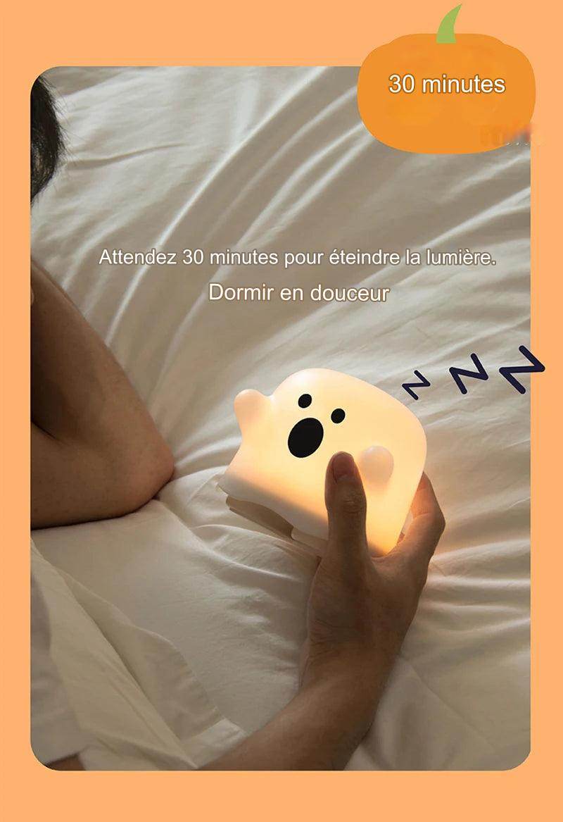 Boo Led : veilleuses pour enfants chambre mignon Boo fantôme Silicone lampe capteur tactile réglable enfant vacances cadeau Rechargeable - myledly