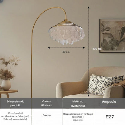 Lampadaire bronze biophilique - vue technique dimensions structure métal - A