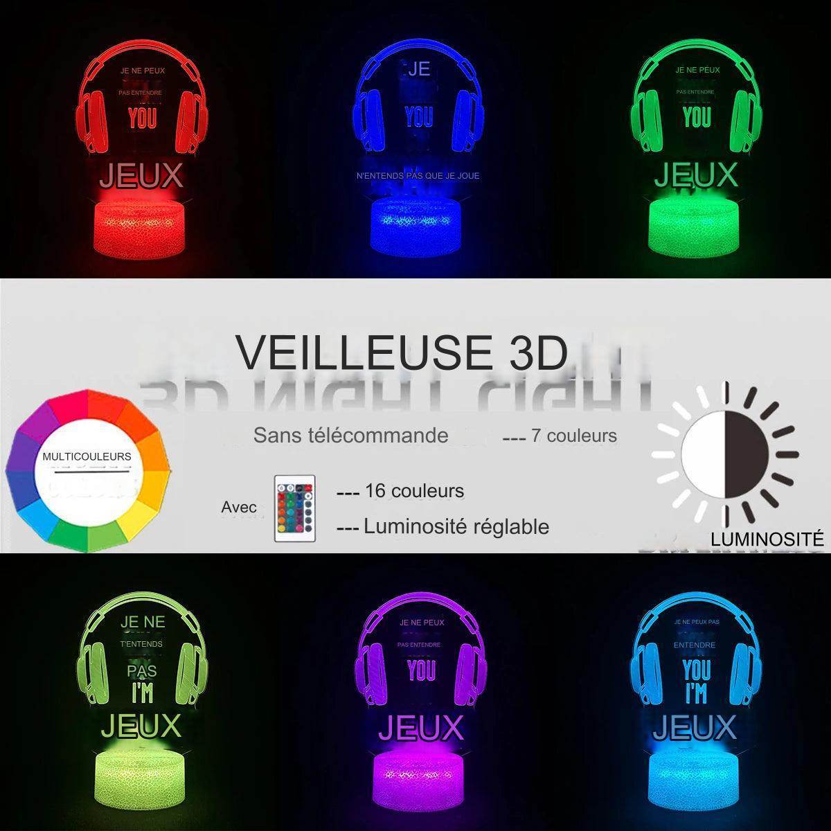 3D LED : Lampe RGB pour salle de jeu, configuration de jeu, veilleuse alimentée par USB, lampe de Table pour décoration de chambre à coucher, lumières de noël - myledly
