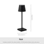 Lampe de table aluminium portable - vue technique dimensions structure - couleur noir