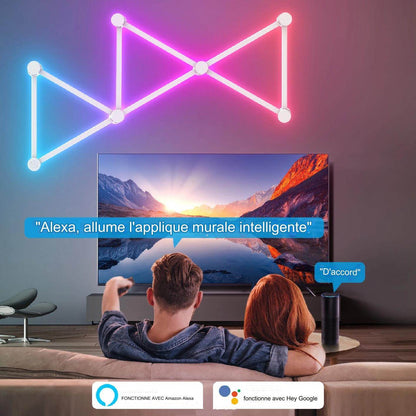 Bar Led : Applique murale intelligente RGBIC WIFI LED, synchronisation de musique, veilleuse à intensité variable, compatible avec Alexa Google Home, pour salle de jeu, décoration murale