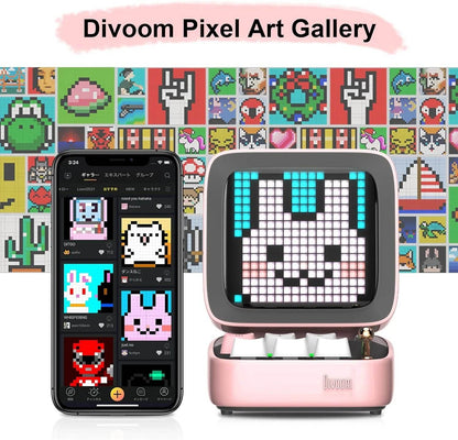 Ditoo Led : Haut-parleur Bluetooth rétro Pixel Art, jeu Portable avec 16x16 LED, écran avant contrôlé par application (rose), panneau d'affichage LED à monter soi-même - myledly