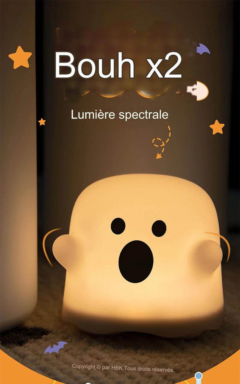 Boo Led : veilleuses pour enfants chambre mignon Boo fantôme Silicone lampe capteur tactile réglable enfant vacances cadeau Rechargeable - myledly
