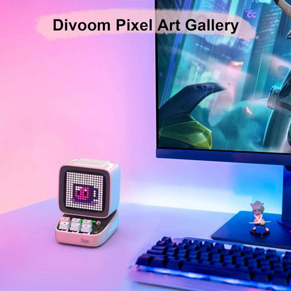 Ditoo Led : Haut-parleur Bluetooth rétro Pixel Art, jeu Portable avec 16x16 LED, écran avant contrôlé par application (rose), panneau d'affichage LED à monter soi-même - myledly