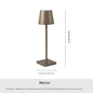 Lampe de table aluminium portable - vue technique dimensions structure - couleur marron
