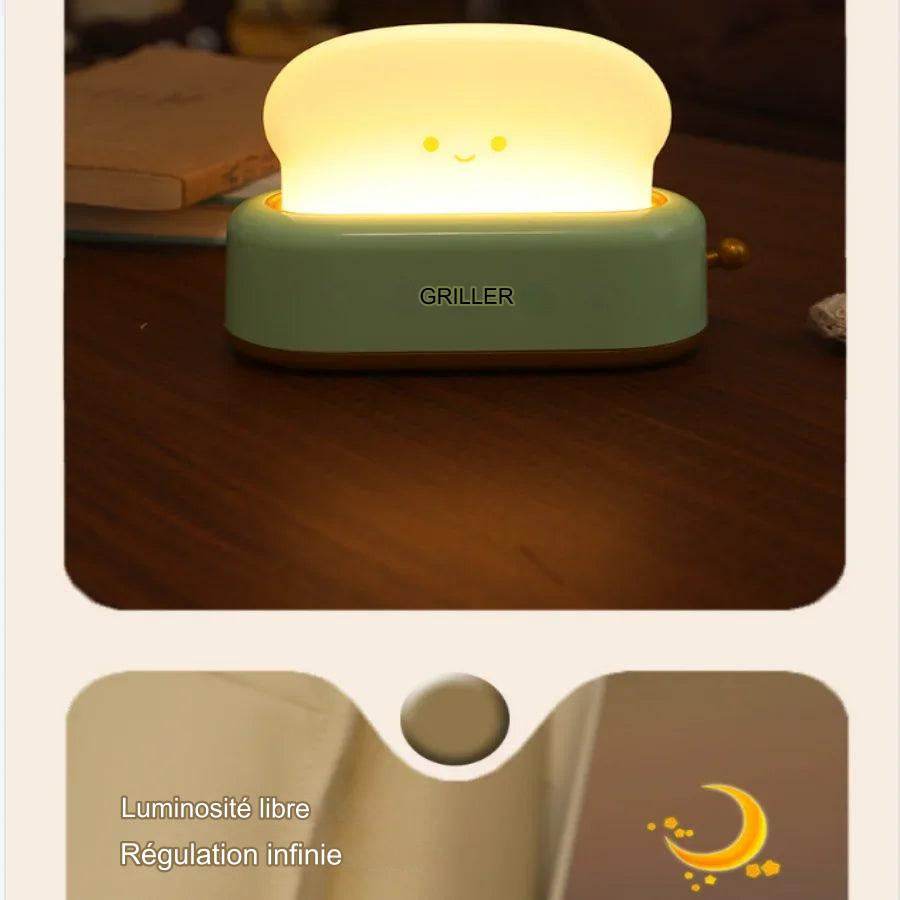 Toasty Led : lumière grille-pain veilleuse créative lampe à LED rechargeable chambre pour cadeau d'anniversaire - myledly