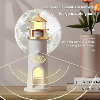Phare Led : Lumière d'ambiance Projecteur de lune veilleuse à intensité variable Bluetooth Musique Capteur de mouvement Décoration de bureau Veilleuses Cadeau d'anniversaire - myledly