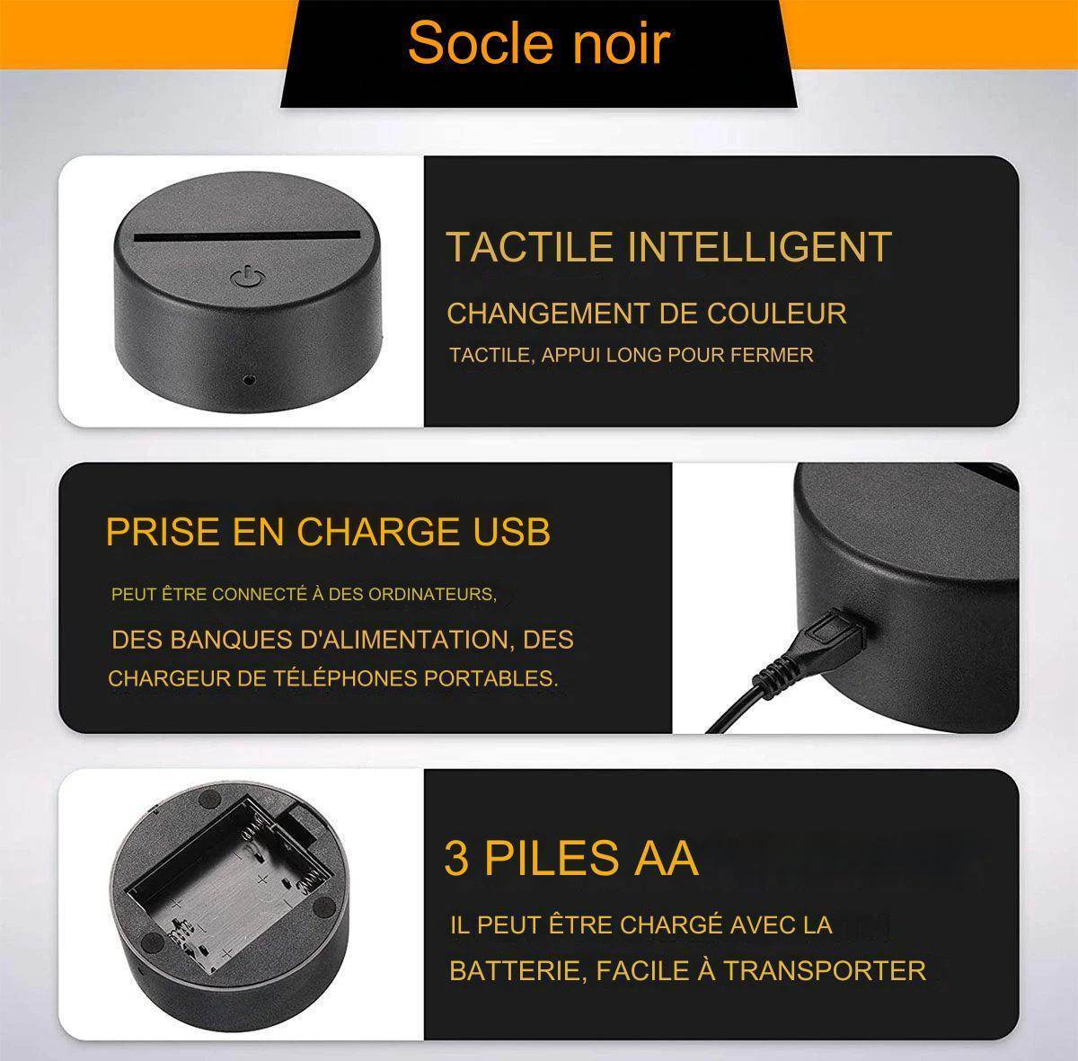 3D LED : Lampe RGB pour salle de jeu, configuration de jeu, veilleuse alimentée par USB, lampe de Table pour décoration de chambre à coucher, lumières de noël - myledly