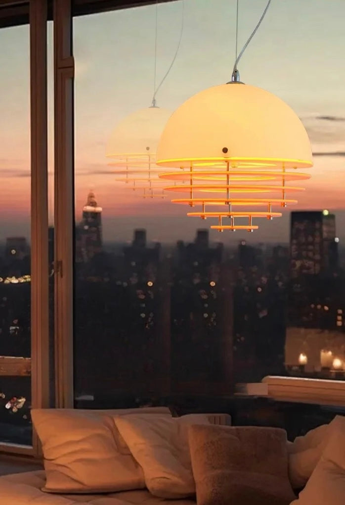 SONNE Suspension acrylique orange Bauhaus - Lustre médiéval restaurant bar