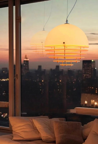 SONNE Suspension acrylique orange Bauhaus - Lustre médiéval restaurant bar