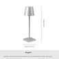 Lampe de table aluminium portable - vue technique dimensions structure - couleur argent