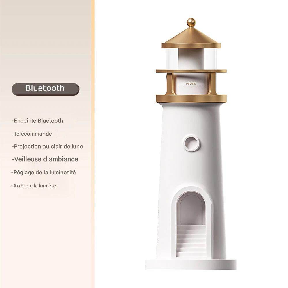Phare Led : Lumière d'ambiance Projecteur de lune veilleuse à intensité variable Bluetooth Musique Capteur de mouvement Décoration de bureau Veilleuses Cadeau d'anniversaire - myledly