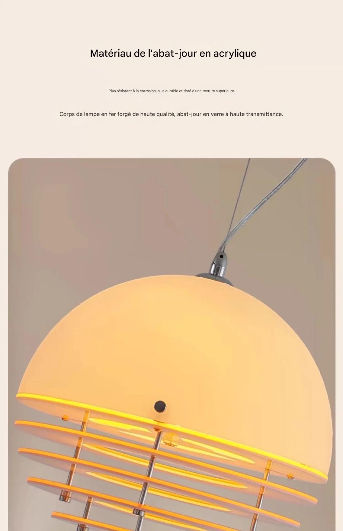 SONNE Suspension acrylique orange Bauhaus