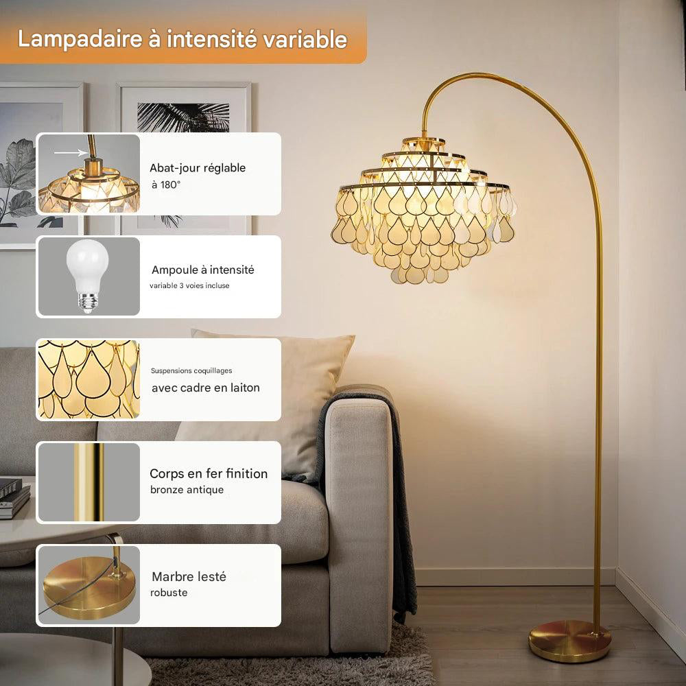 Lampadaire bronze design biophilique - installation décoration intérieure haut de gamme - détails et paramètres 