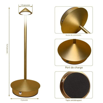 Lampe portable variateur tactile intégré - détail doré