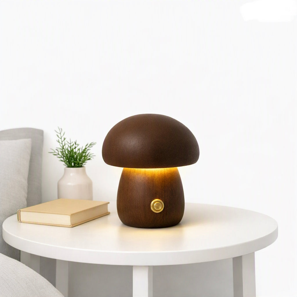 Veilleuse Champignon en Bois Massif