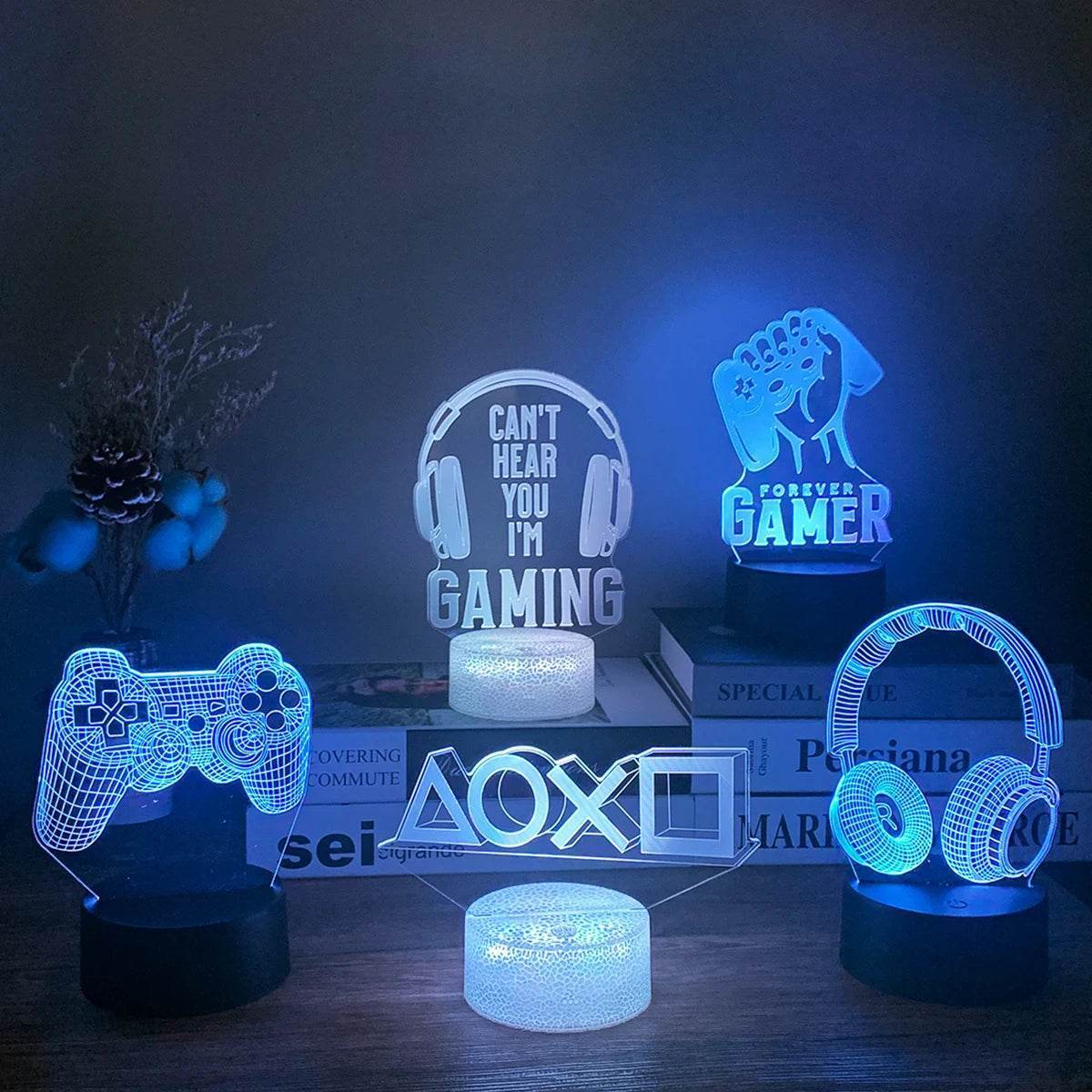3D LED : Lampe RGB pour salle de jeu, configuration de jeu, veilleuse alimentée par USB, lampe de Table pour décoration de chambre à coucher, lumières de noël - myledly