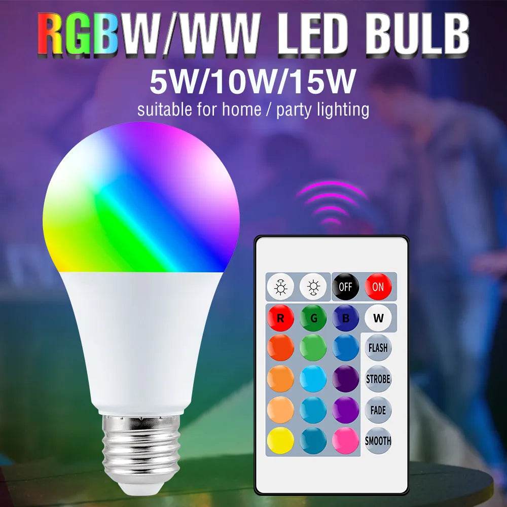 LED BULB : RGB 5W 10W 15W RGBWW, 110V, lampe LED RGBW colorée modifiable avec télécommande IR - myledly